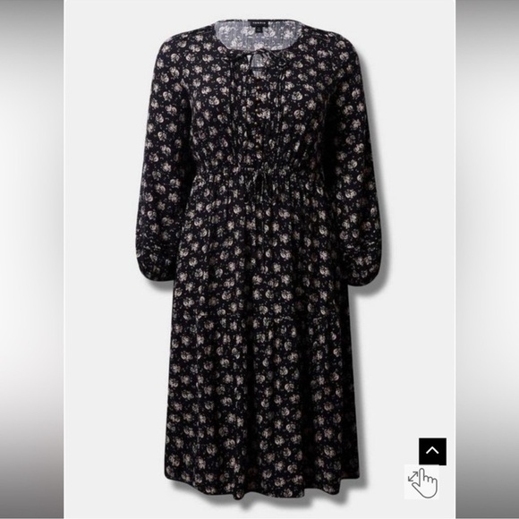 Torrid Midi Swiss Dot Pleat Long Sleeve Dress NWT - Picture 5 of 7